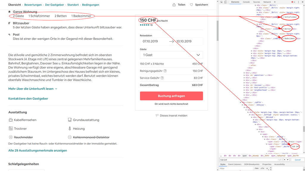 Datenerhebung mittels Webcrawling Airbnb Beispiel