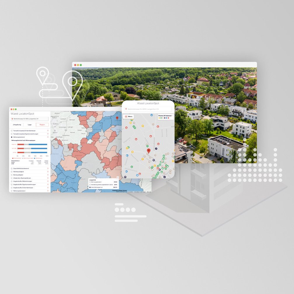 Wüest LocationSpot: Simplifiez la recherche de biens immobiliers grâce à l'analyse interactive de la localisation sur carte.