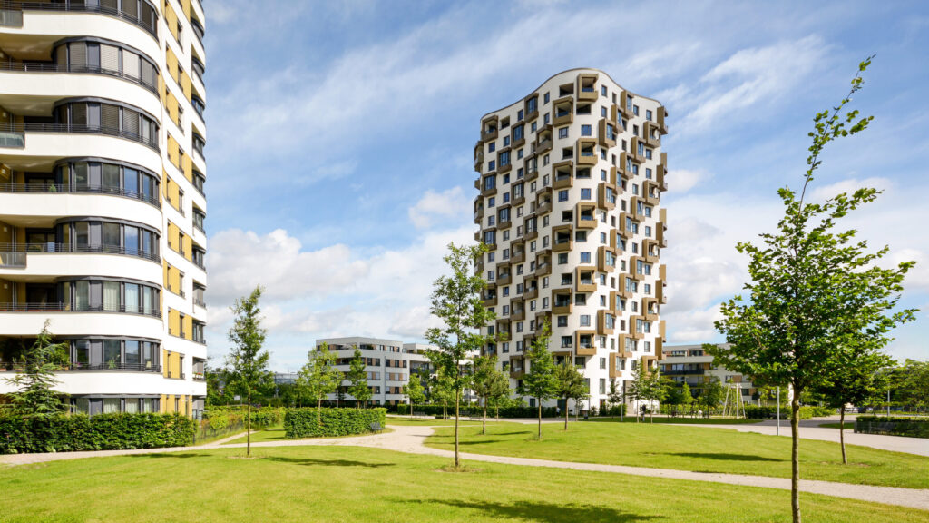 Residential properties next to a park