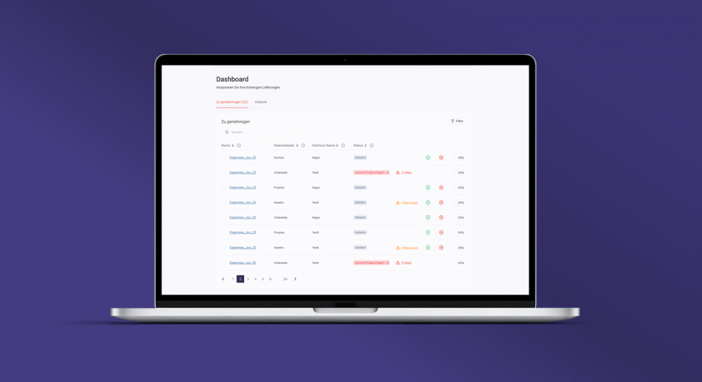 REDX Dashboard Datentransfer