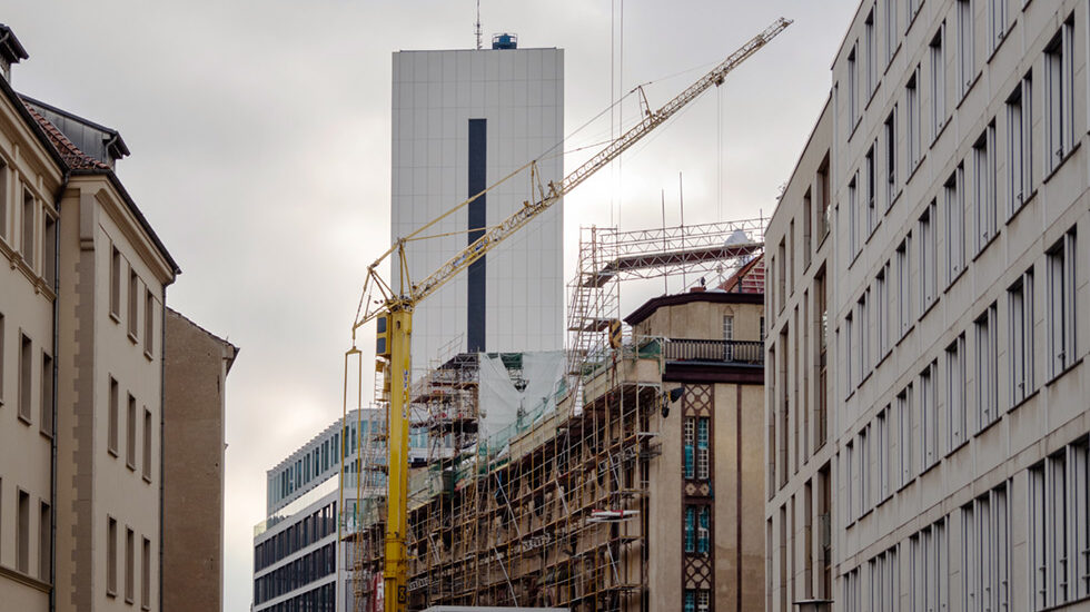 construction site, grey buildings, renovation